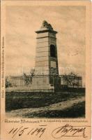 1899 Mohács, II. Lajos szobor a Csele-pataknál. Weiser Miksa kiadása (EK)