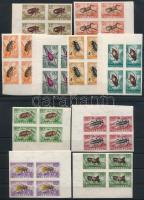 1954 Rovarok sor ívsarki vágott négyes tömbökben (120.000) / Mi 1354-1363 imperforate corner blocks ...