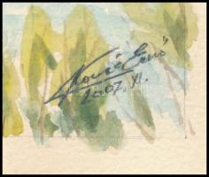 Kovács Ernő (-): Visegrádi Dunakanyar (jegenye fasorral), 2007. Akvarell, ceruza, papír. Jelzett. La...