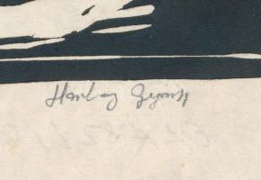 Horkay György (1934-2017): Olaszliszkai részlet II. Linómetszet, papír. Jelzett. Lap szélén paszpart...