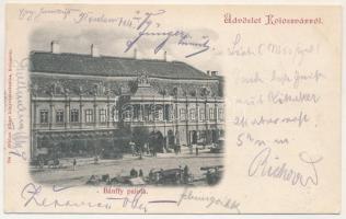 1899 Kolozsvár, Cluj; Bánffy palota, piac. Gibbon Albert kiadása / palace, market (Rb)