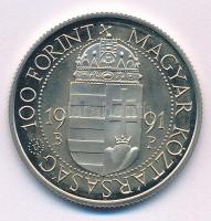 1991. 100Ft Cu-Ni "II. János Pál pápa látogatása" kapszulában T:AU (eredetileg PP) patina Adamo EM119