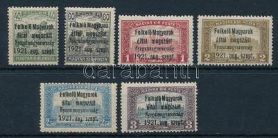 Nyugat-Magyarország I. 1921 6 db bélyeg Bodor vizsgálójellel (24.800)