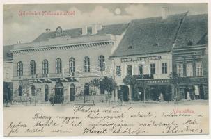 1900 Kolozsvár, Cluj; Városháza, Egyesült Erdélyi Takarékpénztár, Polcz Albert és Schmidtmeyer üzlete / town hall, savings bank, shops (EK)