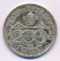 1992. 200Ft Ag "MNB" T:AU,XF patina Adamo F13