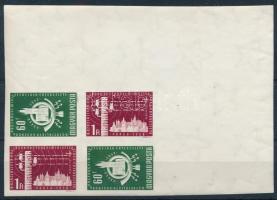 1958 Postaügyi miniszterek értekezlete ívsarki vágott 4-es tömb, nagy ívszéllel (6.000)
