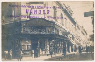 Arad, Mare Magazin de Moda pentru dame / Forrai utca, Vándor divatáruház és reklám bélyegzője, Popper, Grünberger üzlete / fashion shop, street. photo (fl)