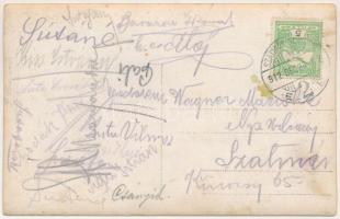 1912 Szatmárnémeti, Szatmár, Satu Mare; vadászó urak és hölgy puskával / men and a lady with rifles,...