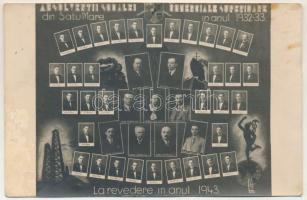1933 Szatmárnémeti, Szatmár, Satu Mare; Absolventii scoalei comerciale superioare in anul 1932-33. / A Felső Kereskedelmi Iskola végzősei, tablókép / Graduates of the Higher Commercial School, tableau. photo (Rb)
