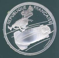 Franciaország 1989. 100Fr Ag "Téli olimpia-bobozás" T:PP Tanúsítvánnyal!