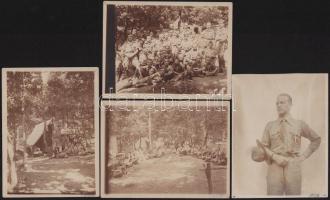 1926 Szurdokpüspöki nagytábor gr. Apponyi György birtokán 3 db felirtaozott fotó, + 1 db Hevesi Kálmán szervező fotója autográf felirattal 9x12 cm