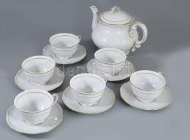 Zsolnay tollazott mintás teás készlet, tejkiöntő és cukortartó nélkül, hibátlan, jelzett.