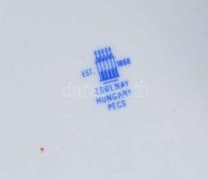 Zsolnay tollazott mintás teás készlet, tejkiöntő és cukortartó nélkül, hibátlan, jelzett