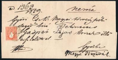 1859 5kr II típus levélen "GÖNYÖ" - "RAAB"