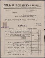 1937 2 db szikvízes fejléces számla: Kont Oszkár Szikvízgépgyár és Szifonfejöntőde, és Vető Sándor F...