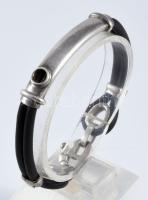 Ezüst (Ag) és kaucsuk karkötő, jelzett, bruttó 17g