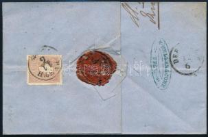 1860 15kr II + hátoldalon 10kr II ajánlott levélen "PESTH / Abends" - "DEBRECZIN&quot...