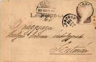 1901 Losonc, Lucenec; Kubinyi tér, templom, Herczog R., Gandl Jakab üzlete. Redlinger kiadása / squa...