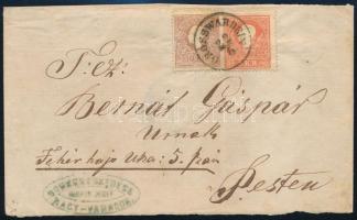 1858 10kr I. + 5kr I. levélen "GROSSWARDEIN" - "PESTH / Früh"