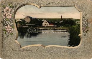 1930 Dvur Králové nad Labem, Königinhof an der Elbe; Kunstverlag Brandner / view. Art Nouveau, flora...