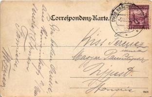 1930 Dvur Králové nad Labem, Königinhof an der Elbe; Kunstverlag Brandner / view. Art Nouveau, flora...