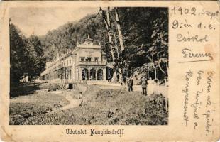 1902 Menyháza, Monyásza, Moneasa; fürdőház / spa, bathhouse (fa)