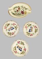 4 db Zsolnay pillangó mintás tálka kézzel festett jelzett, hibátlan d: 9 cm, 12x9 cm,