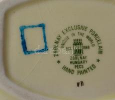 4 db Zsolnay pillangó mintás tálka kézzel festett jelzett, hibátlan d: 9 cm, 12x9 cm,