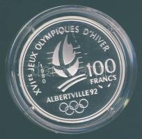 Franciaország 1990. 100Fr Ag "Téli olimpia-szlalom sí" T:PP tanúsítvánnyal!