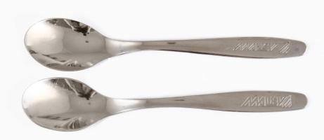 2 db Malév kávéskanál, jelzett, h: 12 cm