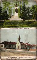 1912 Érsekújvár, Nové Zámky; Czuczor Gergely szobor a sétakerttel, Szent Anna kápolna a Széchényi ut...