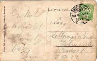 1912 Érsekújvár, Nové Zámky; Czuczor Gergely szobor a sétakerttel, Szent Anna kápolna a Széchényi ut...