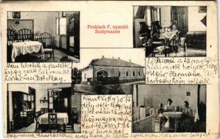 1910 Szatymaz, Prokisch F. nyaraló, belsők + "BUDAPEST - BÁZIÁS 3 A" vasúti mozgóposta bél...