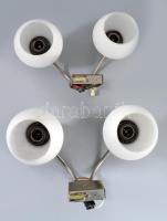 2 db kétágú réz és üveg falikar 30 cm