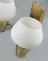 2 db kétágú réz és üveg falikar 30 cm