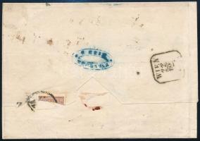 1858 2 x 15kr I különböző színárnyalat + 10kr maradványai a hátoldalon 2. súlyfokozatú ajánlott levé...