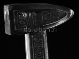 cca 1920-1930 "Bilen Syr. Hypophosphit Dr. Egger" feliratú, orvosi kalapács formájú üveg r...