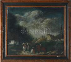 Rudnay Gyula (1878-1957): Lovasok tájban, 1931. Olaj, vászon, jelezve balra lent. Hátoldalán autográ...