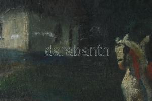 Rudnay Gyula (1878-1957): Lovasok tájban, 1931. Olaj, vászon, jelezve balra lent. Hátoldalán autográ...