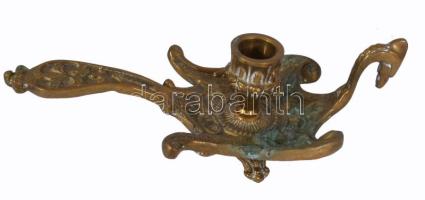 4 darab antik fém / bronz tárgy, gyertyatartó, cloisonne váza, alpakka kiöntő, ékszertartó