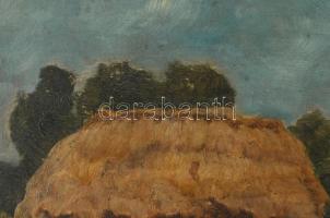 Feszty Árpád (1856-1914): Kislány a falu szélén. Olaj, karton, jelzett. Hátoldalán Feszty Masa (1895...