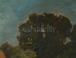 Feszty Árpád (1856-1914): Kislány a falu szélén. Olaj, karton, jelzett. Hátoldalán Feszty Masa (1895...