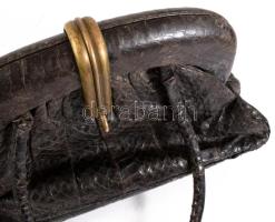 Régi kígyóbőr női táska, kb. 25x18 cm