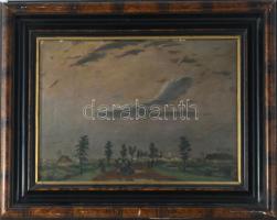 Fényes Adolf (1867-1945): Sétálók tájban. Olaj, vászon, jelezve jobbra lent. Egészen apró sérüléssel...