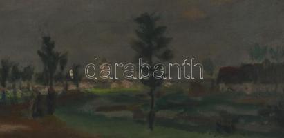 Fényes Adolf (1867-1945): Sétálók tájban. Olaj, vászon, jelezve jobbra lent. Egészen apró sérüléssel...