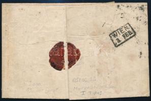 1851 9kr HP I. típus Morvaországba küldött levélen "PESTH" - "WIEN" - Mähren