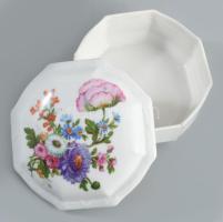 Zsolnay antik virágmintás bonbonier, kis kopással, jelzett, d: 9 cm