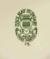 Zsolnay aranykontúrozott gyűrűtartó, jelzett, hibátlan, d: 8,5 cm