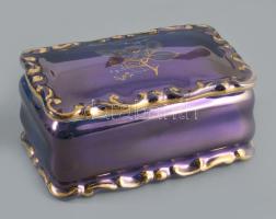 Iris Szeged lüsztermázas ékszertartó, jelzett, 9x6 cm