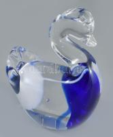 Szakított üveg kacsa figura, hibátlan, m: 9,5 cm